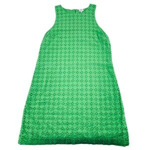 Crown & Ivy Green Eyelet Sleeveless Shift Dress Size 6